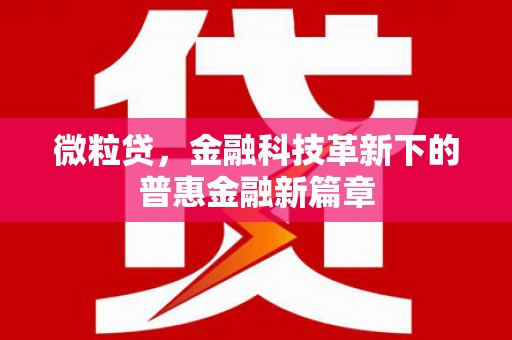 喜德微粒贷，金融科技革新下的普惠金融新篇章