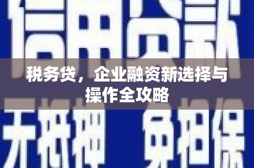 喜德税务贷，企业融资新选择与操作全攻略