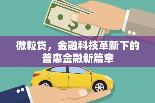 喜德微粒贷，金融科技革新下的普惠金融新篇章